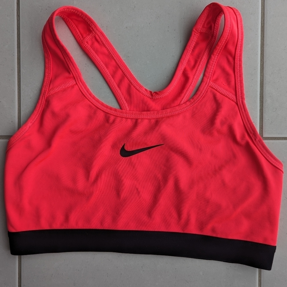 NIKE neon pink and black sports bra size Medium